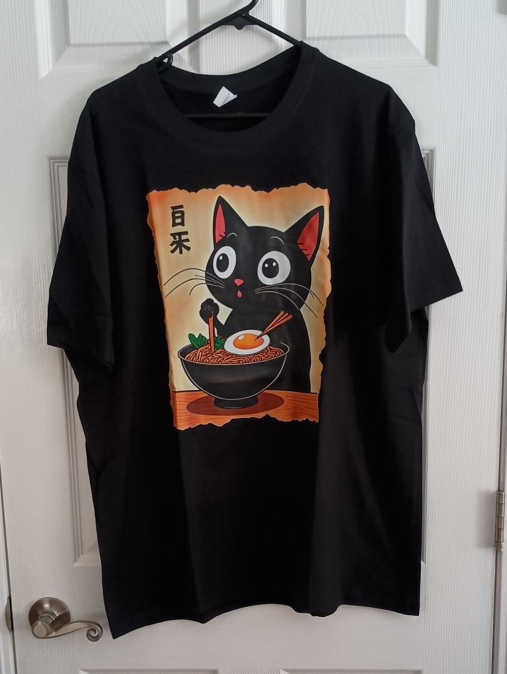 New! Ramen Cat Graphic 2XL Black T-shirt (f800)
